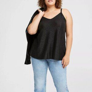 Torrid Shine Deep V Tank Black Size 3